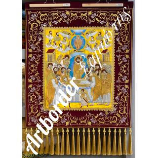 Embroidered banner Assumption of Holy Mother, 90cm. x 80cm. , Lav 200